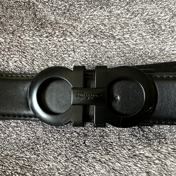 Salvatore Ferragamo Black Gancini Buckle Belt